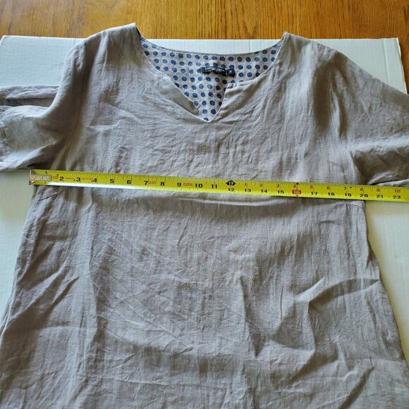 Lungo L'arno | Linen Lagenlook Popover Tunic Dress Hi Low Hem with Pockets - Picture 11 of 15